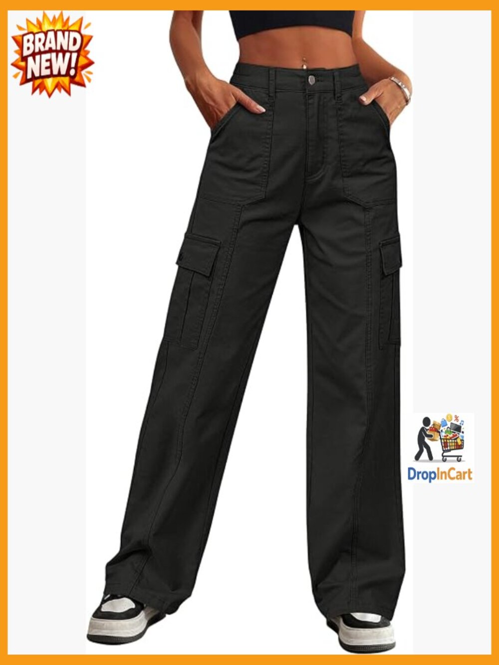Wide Leg Cargo Pants High Waisted Baggy Stretch Jeans Y2K Drawstring Ankle Cuffs